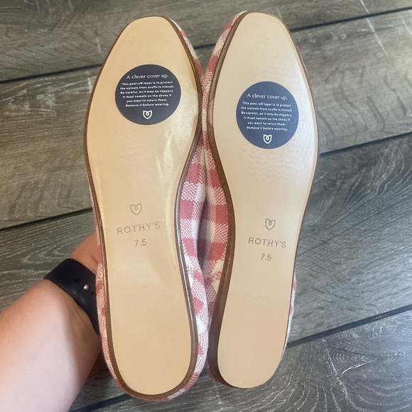Rothy's Pink and White Gingham Flats Slip-On - Picture 9 of 12